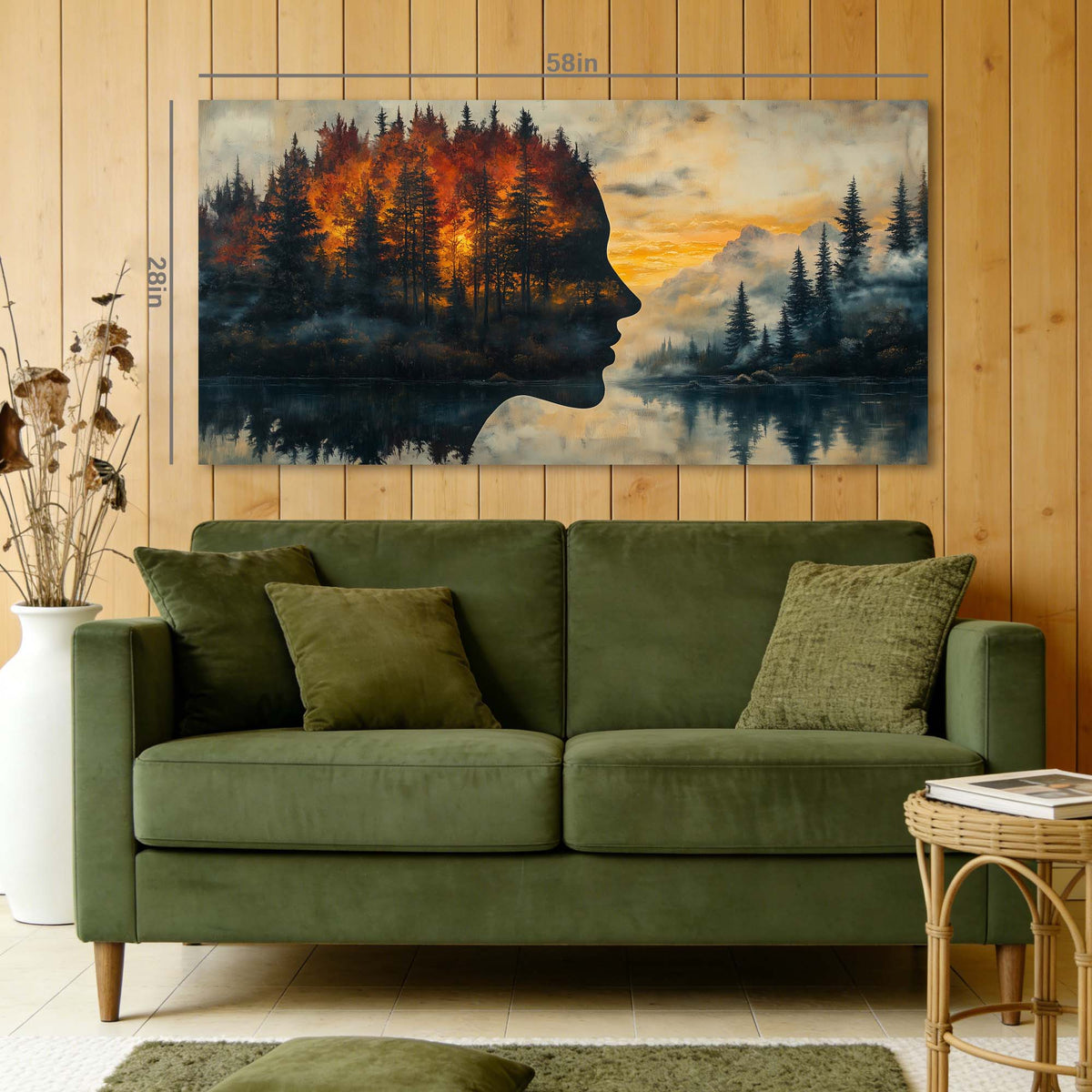 Navy Blue Nature Wall Art for Living Room Canvas Painting Prints Art Deco Artwork Office Bedroom Decor