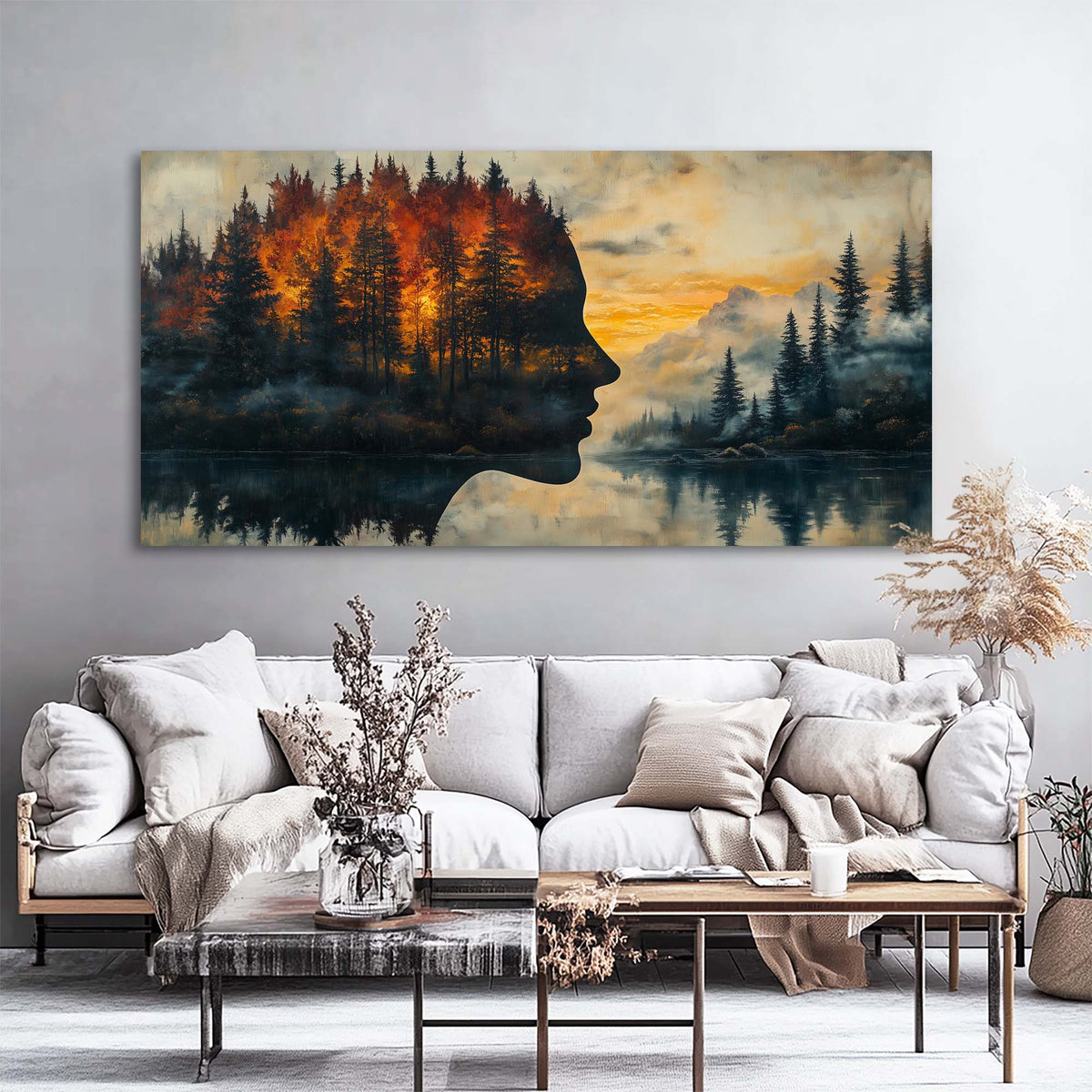 Navy Blue Nature Wall Art for Living Room Canvas Painting Prints Art Deco Artwork Office Bedroom Decor