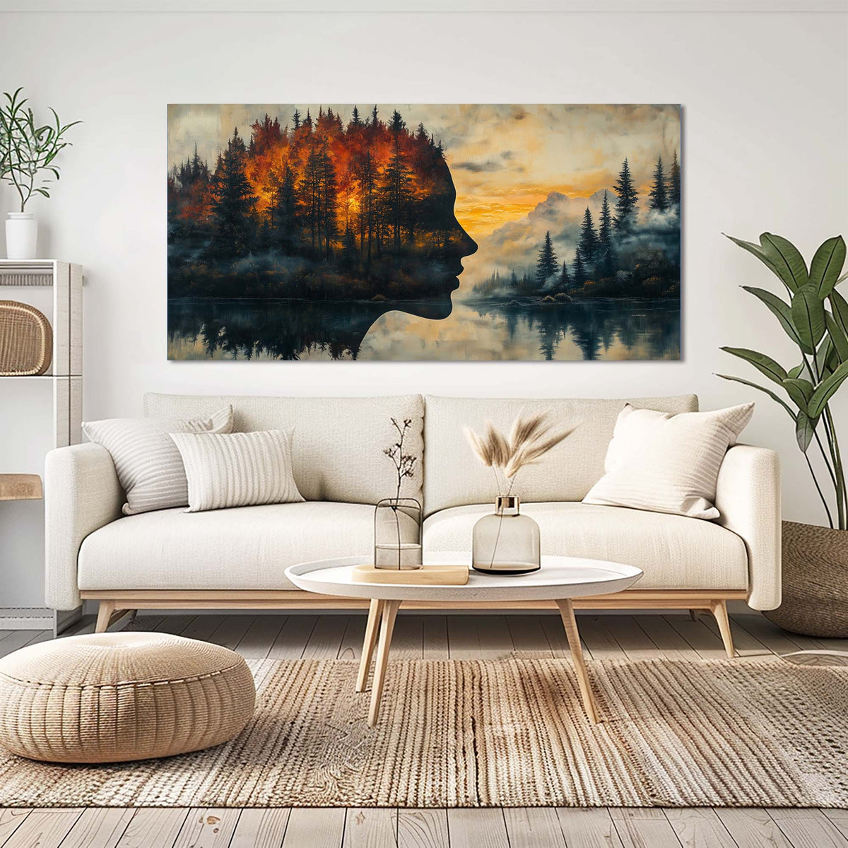 Navy Blue Nature Wall Art for Living Room Canvas Painting Prints Art Deco Artwork Office Bedroom Decor