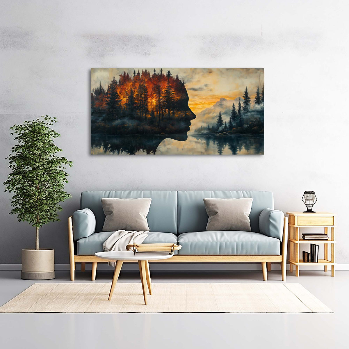 Navy Blue Nature Wall Art for Living Room Canvas Painting Prints Art Deco Artwork Office Bedroom Decor