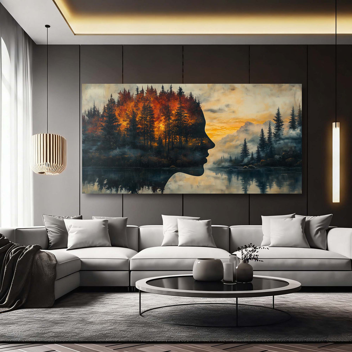 Navy Blue Nature Wall Art for Living Room Canvas Painting Prints Art Deco Artwork Office Bedroom Decor