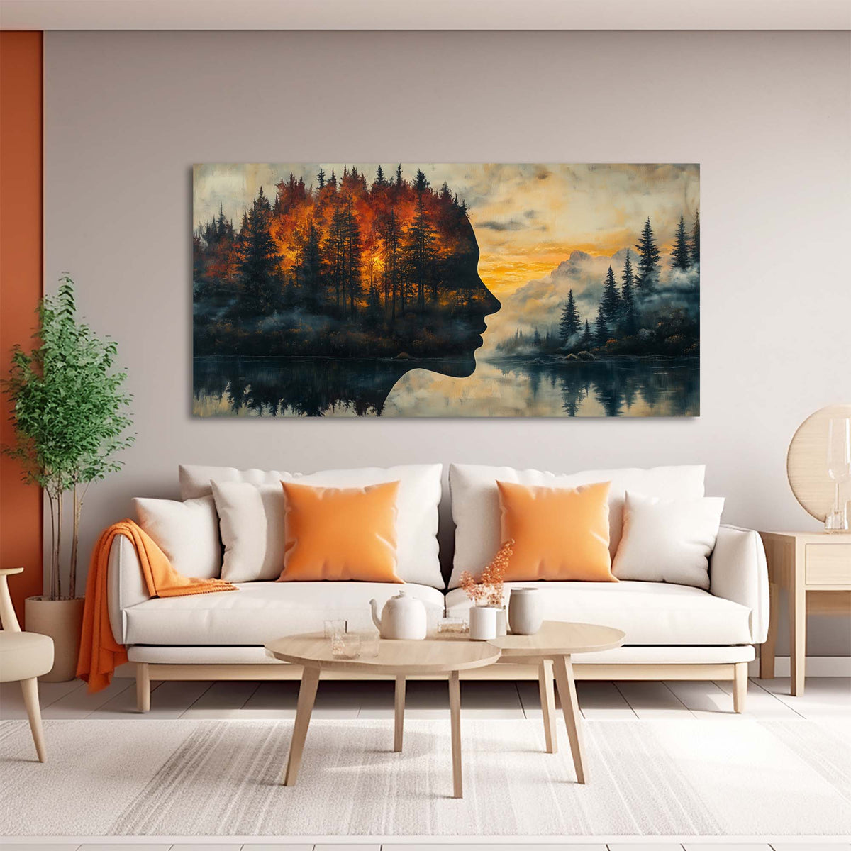 Navy Blue Nature Wall Art for Living Room Canvas Painting Prints Art Deco Artwork Office Bedroom Decor