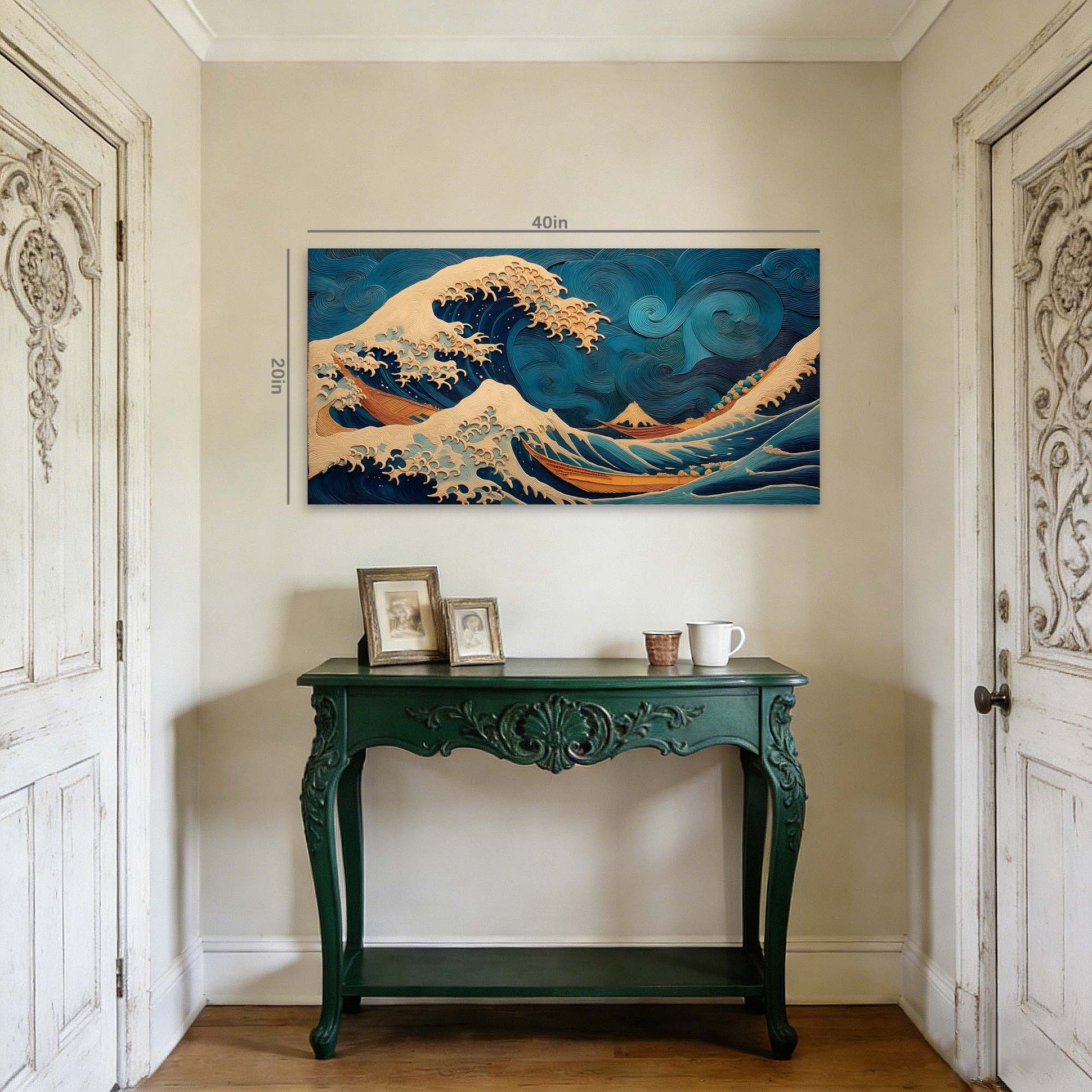 Blue Oriental Nature Wall Art Canvas Painting Prints Artwor Office Bedroom Living Room Decor