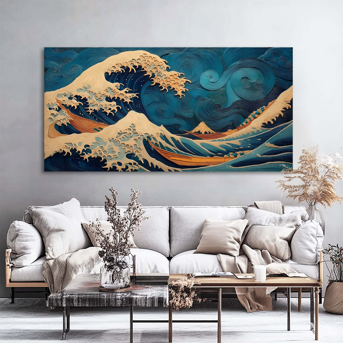 Blue Oriental Nature Wall Art Canvas Painting Prints Artwor Office Bedroom Living Room Decor