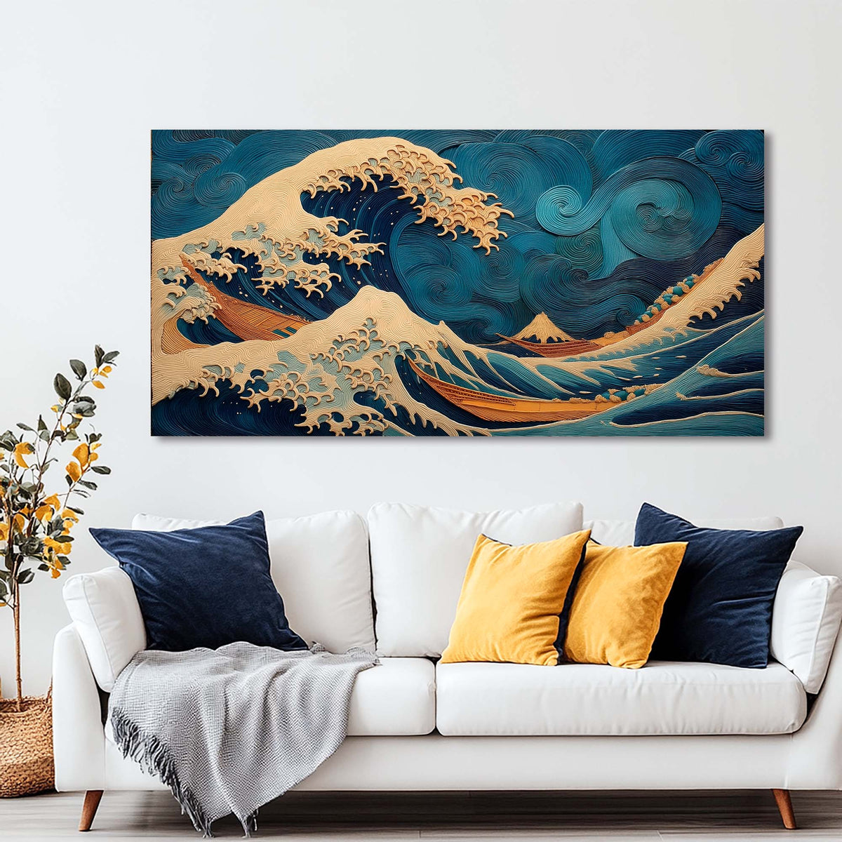 Blue Oriental Nature Wall Art Canvas Painting Prints Artwor Office Bedroom Living Room Decor