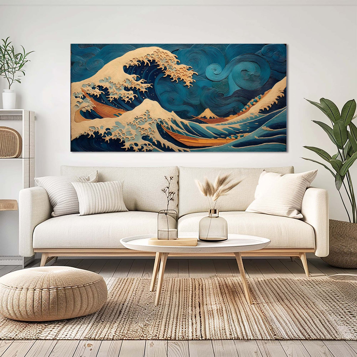 Blue Oriental Nature Wall Art Canvas Painting Prints Artwor Office Bedroom Living Room Decor