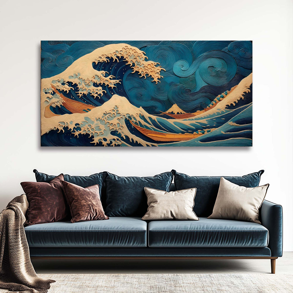 Blue Oriental Nature Wall Art Canvas Painting Prints Artwor Office Bedroom Living Room Decor