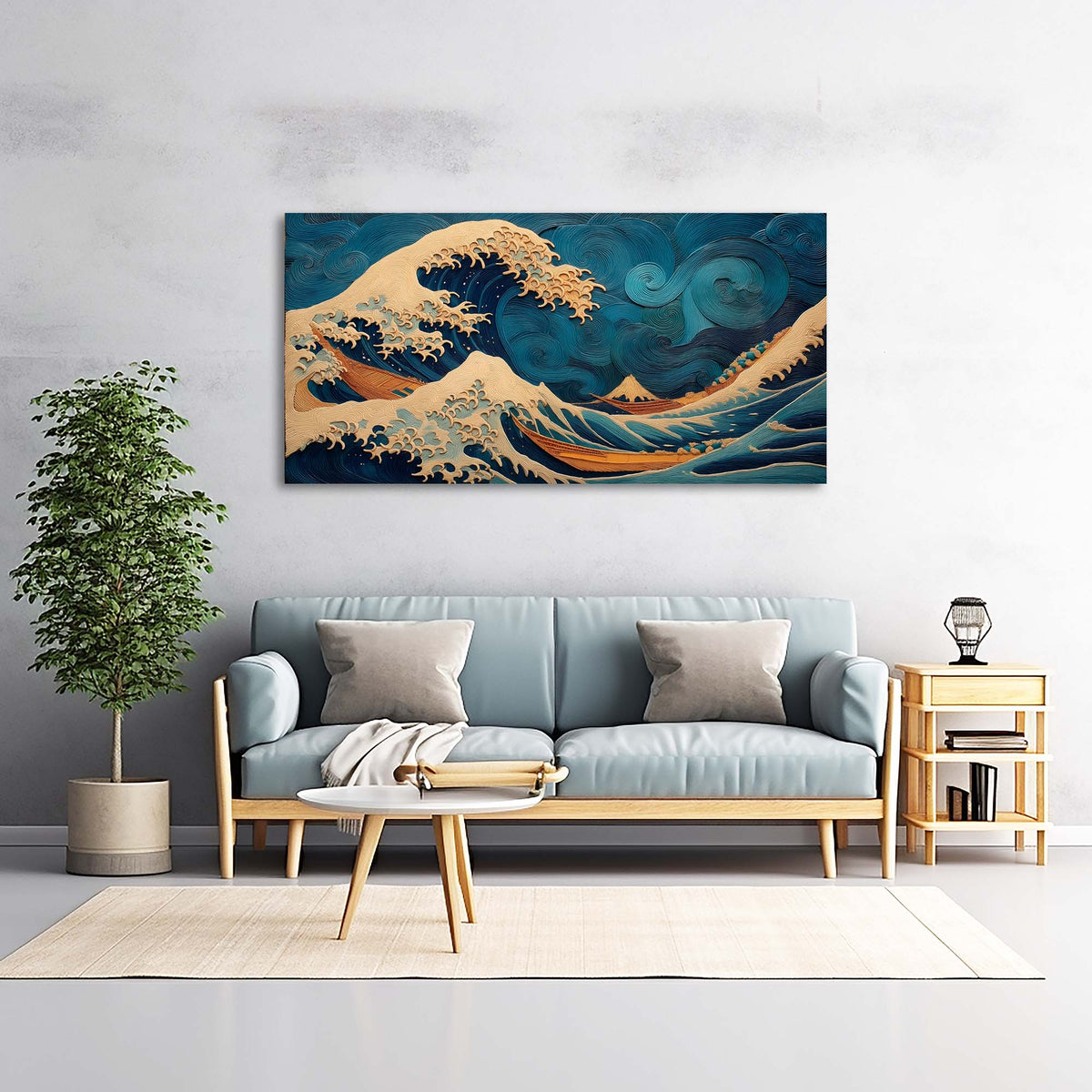 Blue Oriental Nature Wall Art Canvas Painting Prints Artwor Office Bedroom Living Room Decor