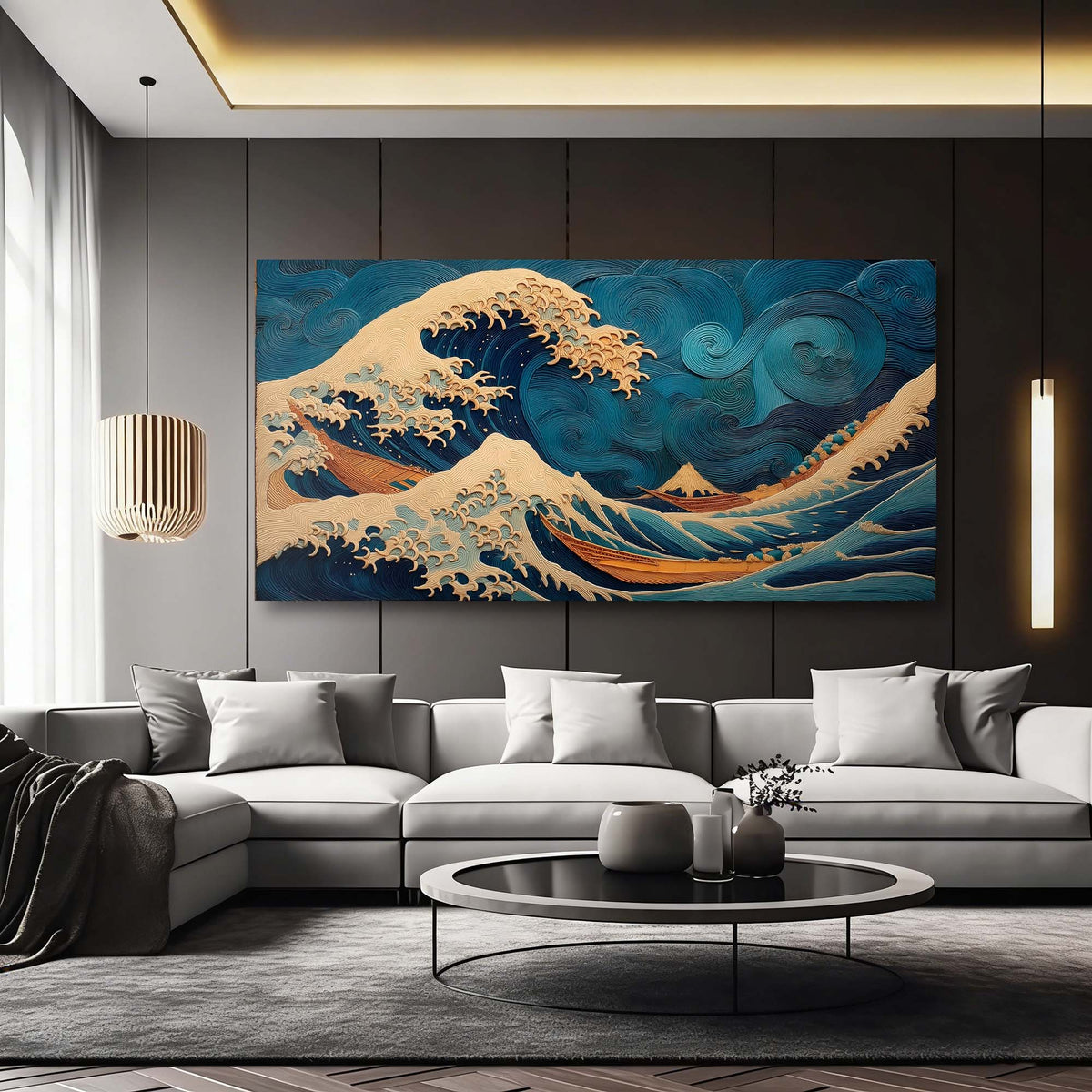 Blue Oriental Nature Wall Art Canvas Painting Prints Artwor Office Bedroom Living Room Decor