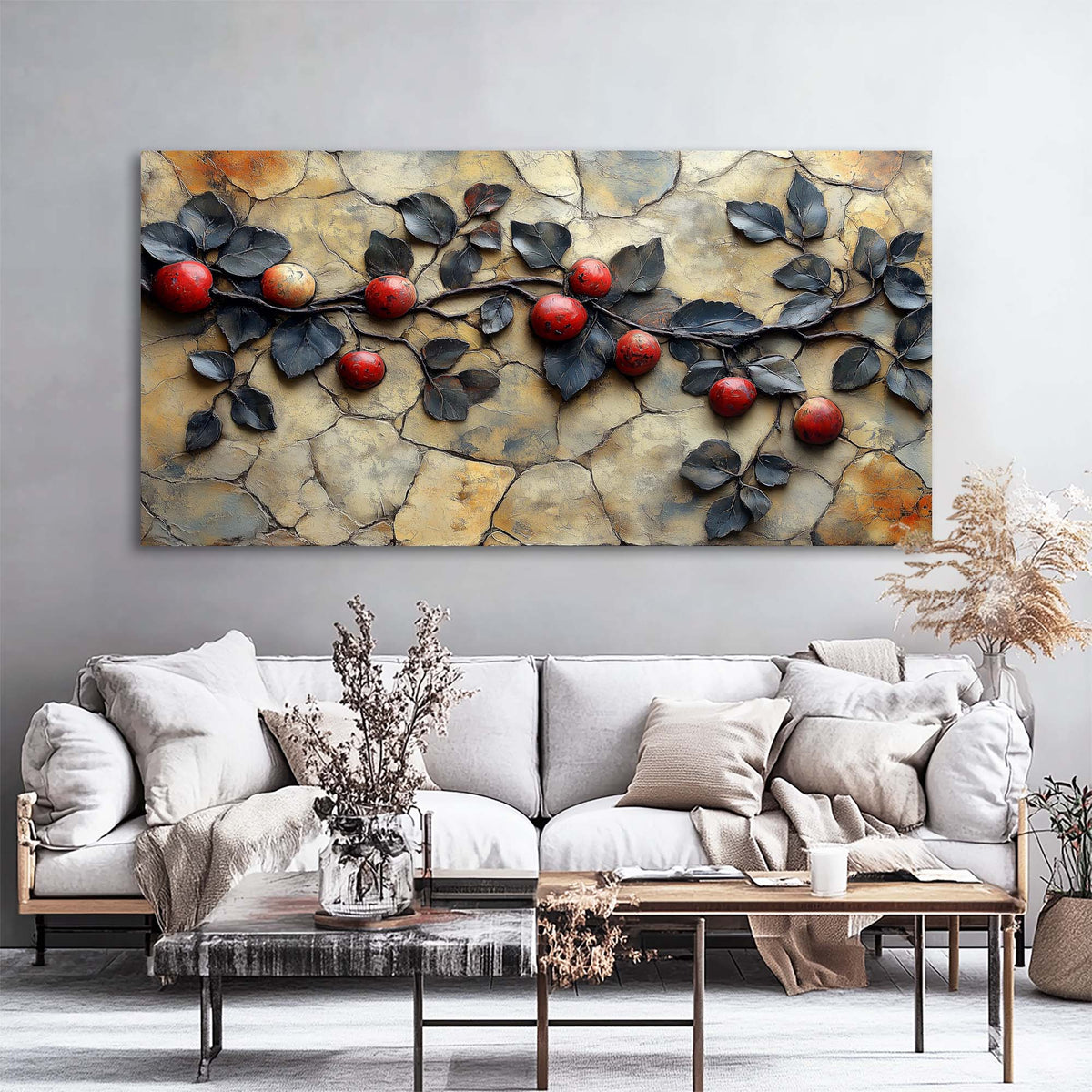 Red Floral Wall Art Paintings Print Canvas Painting Prints Modern Artwork Office Living Room Over the Couch Bedroom Decor