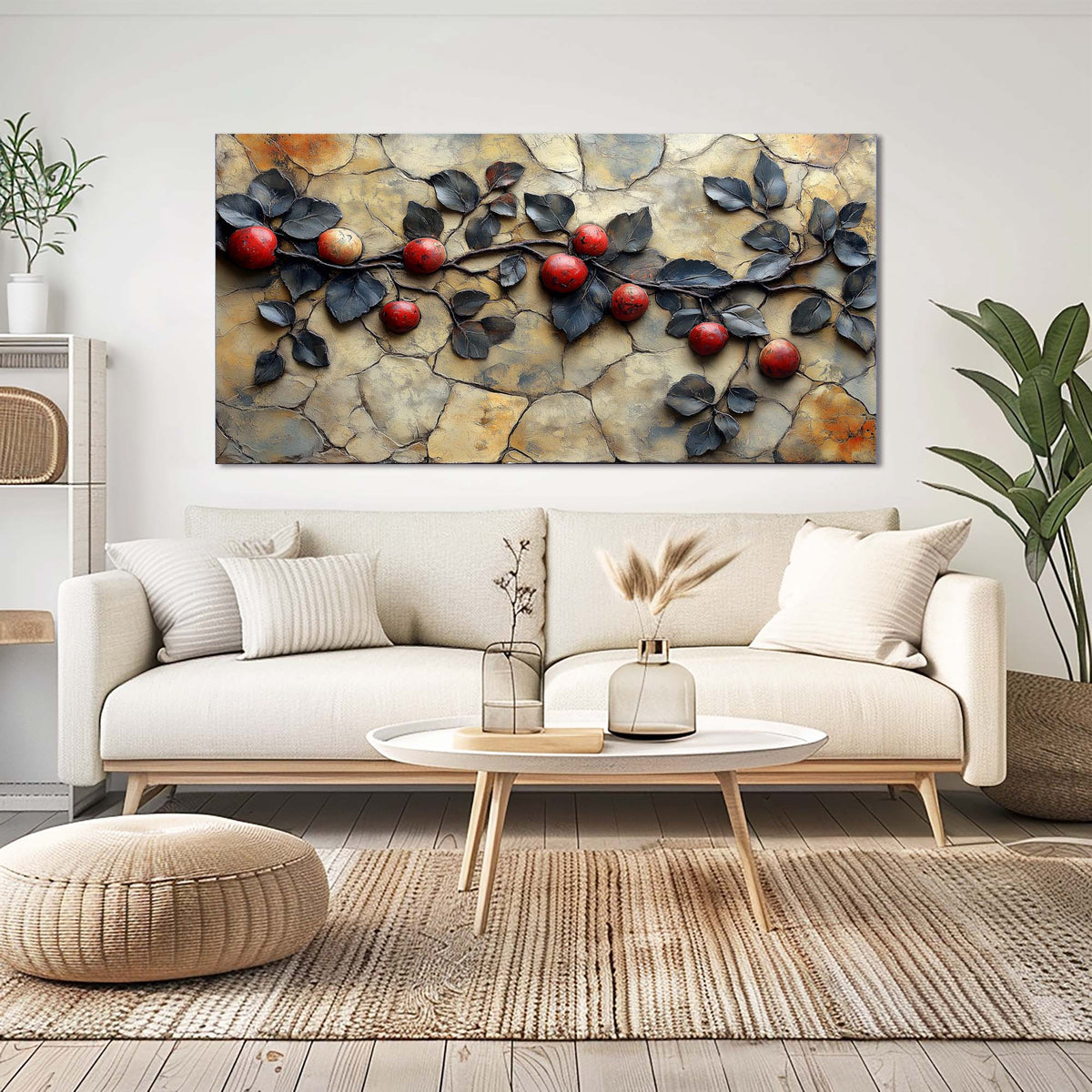 Red Floral Wall Art Paintings Print Canvas Painting Prints Modern Artwork Office Living Room Over the Couch Bedroom Decor