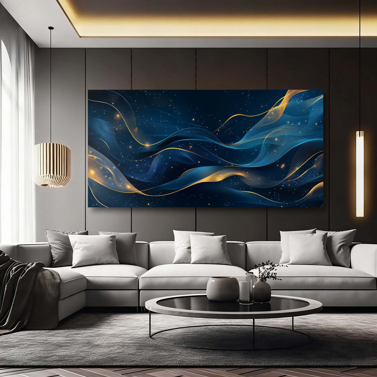 Blue Fantasy Abstract Wall Art Art Deco Painting Prints Canvas Artwork Living Room Family Bedroom Office Decor