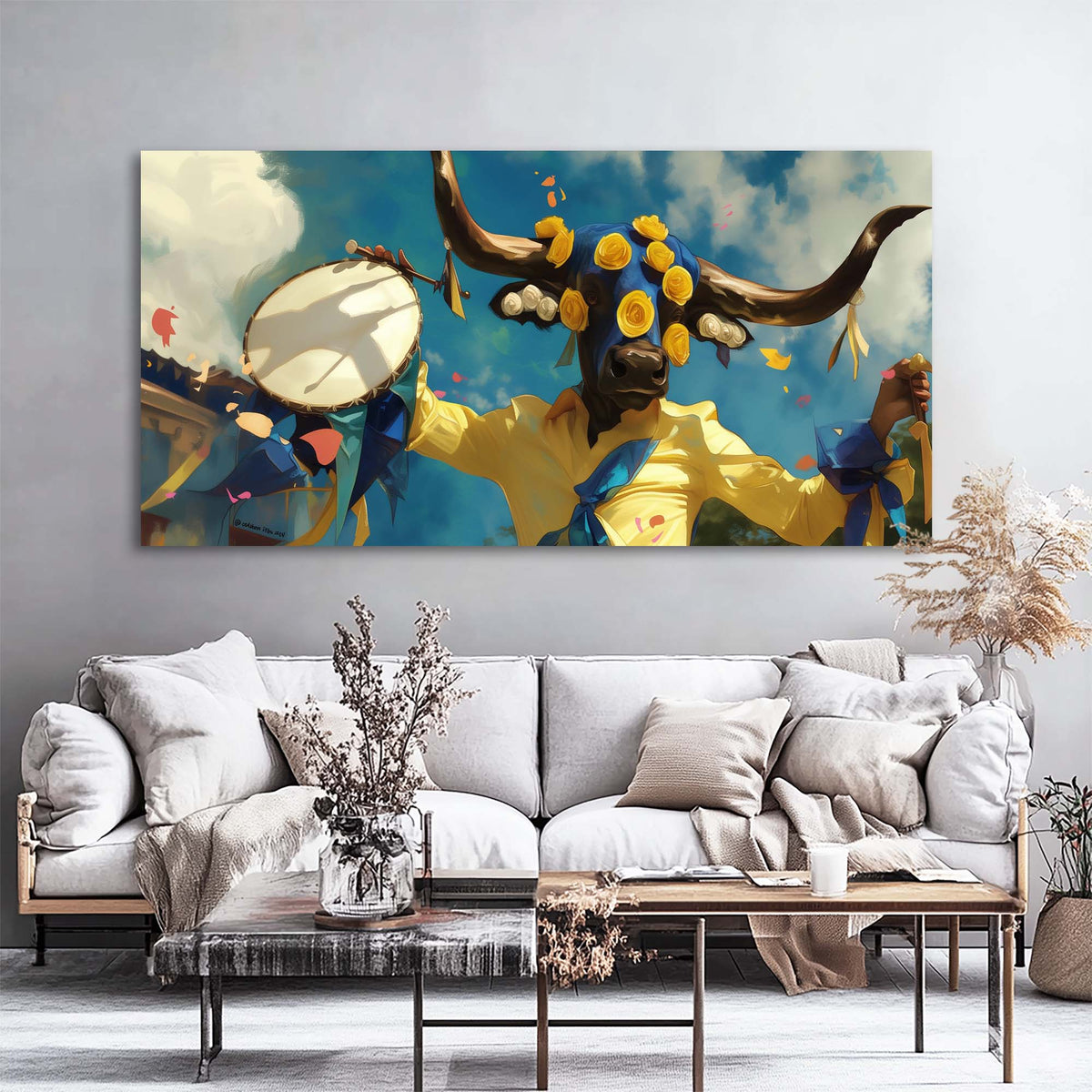 Blue Fantasy Floral Wall Art Art Deco Painting Prints Canvas Artwork Living Room Family Bedroom Office Decor