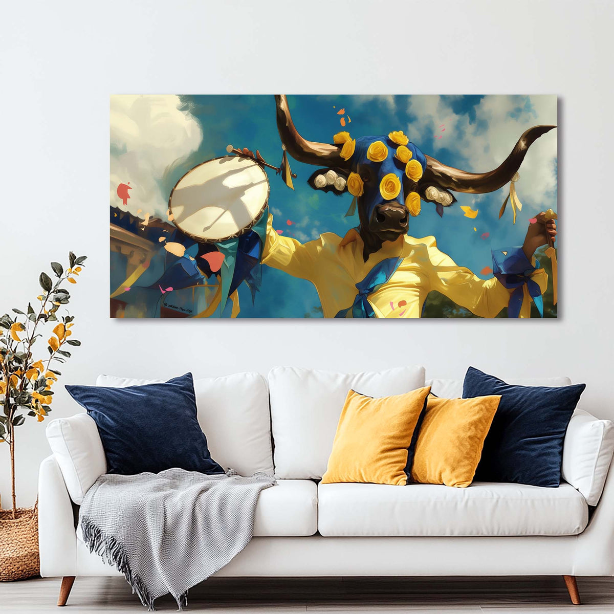 Blue Fantasy Floral Wall Art Art Deco Painting Prints Canvas Artwork Living Room Family Bedroom Office Decor