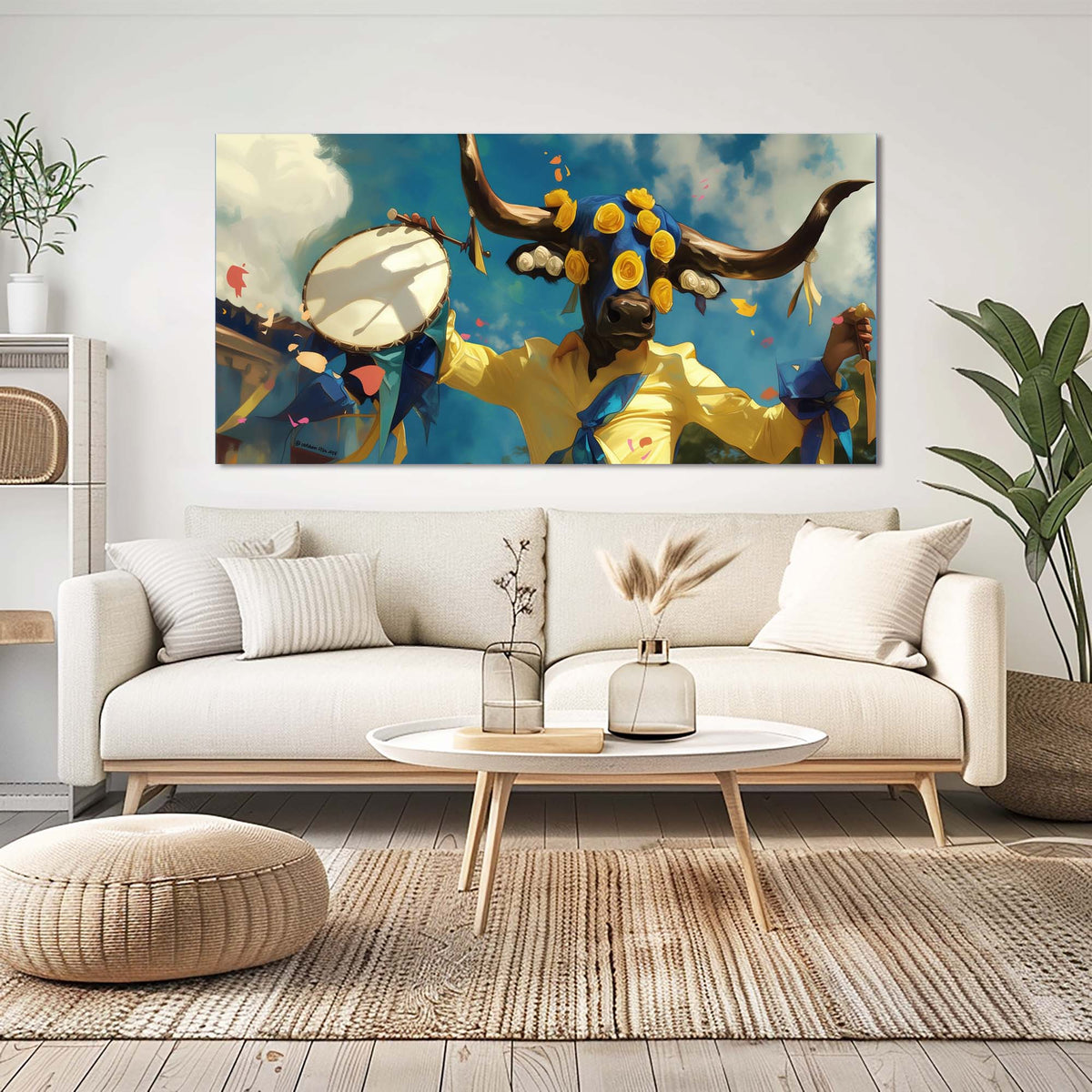 Blue Fantasy Floral Wall Art Art Deco Painting Prints Canvas Artwork Living Room Family Bedroom Office Decor