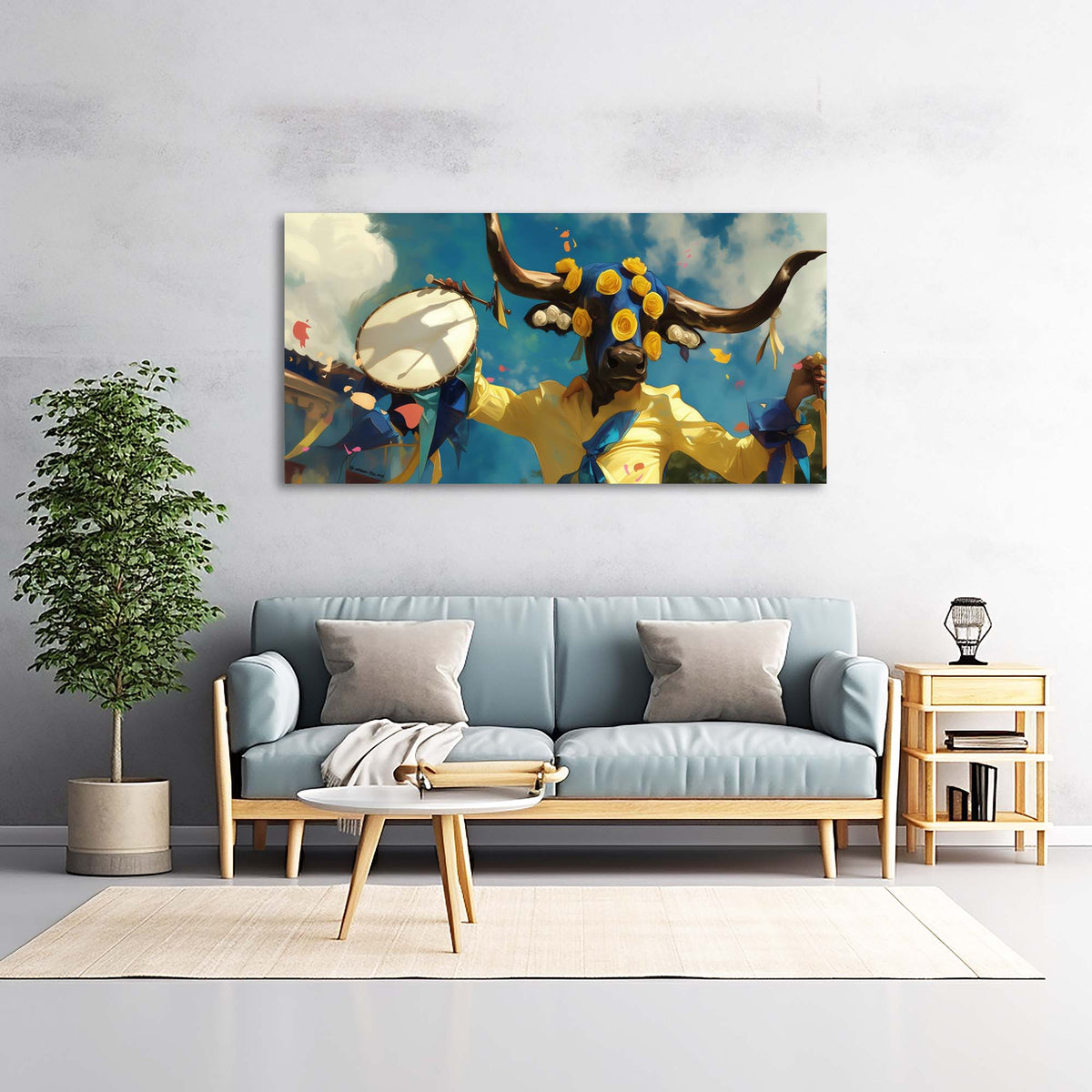 Blue Fantasy Floral Wall Art Art Deco Painting Prints Canvas Artwork Living Room Family Bedroom Office Decor