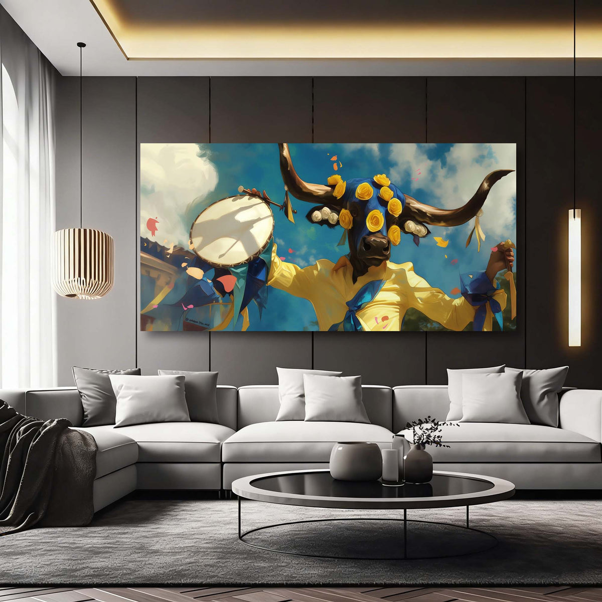 Blue Fantasy Floral Wall Art Art Deco Painting Prints Canvas Artwork Living Room Family Bedroom Office Decor