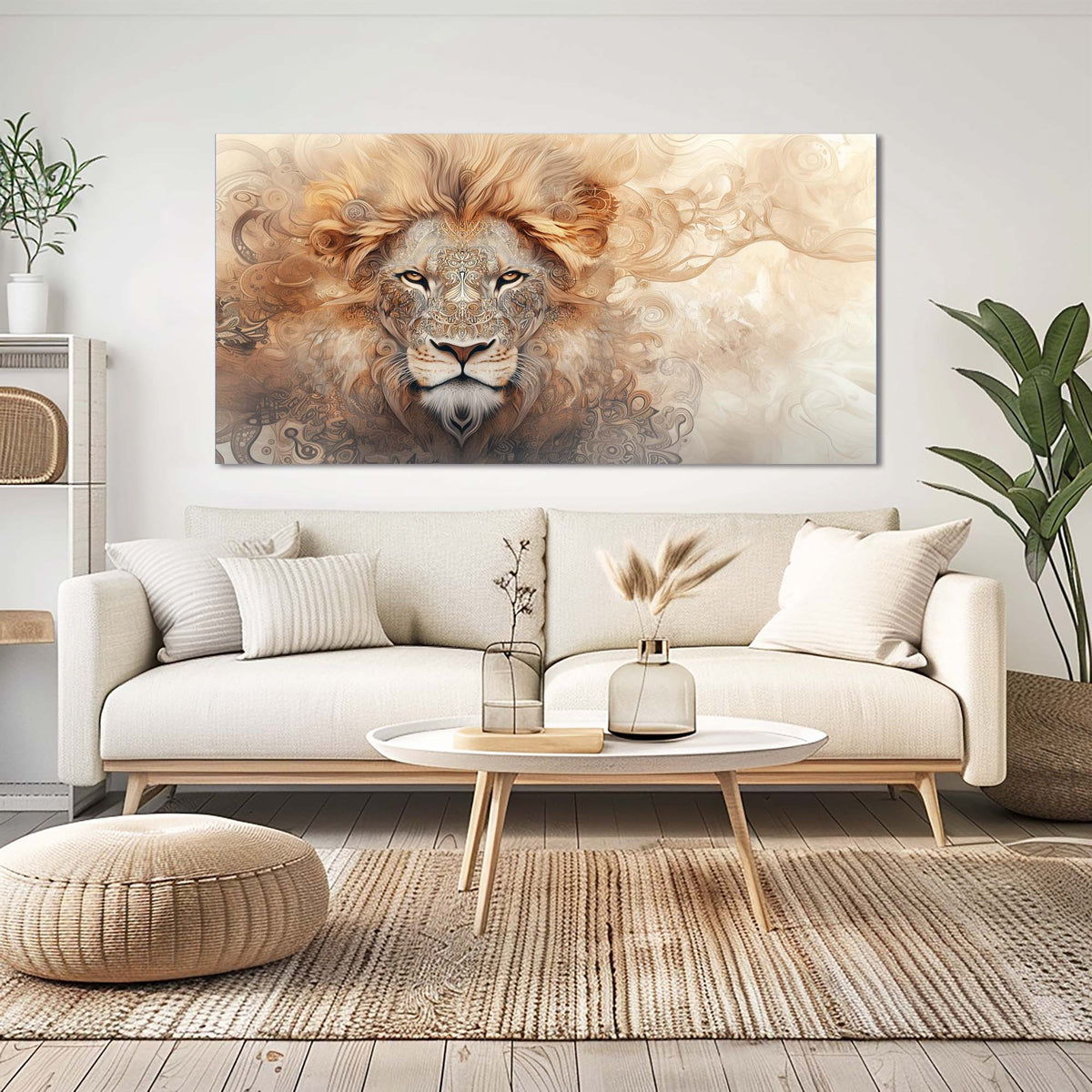 Beige Fantasy Animals Wall Art Modern Canvas Painting Prints Artwork Office Hallway Bedroom Living Room Decor