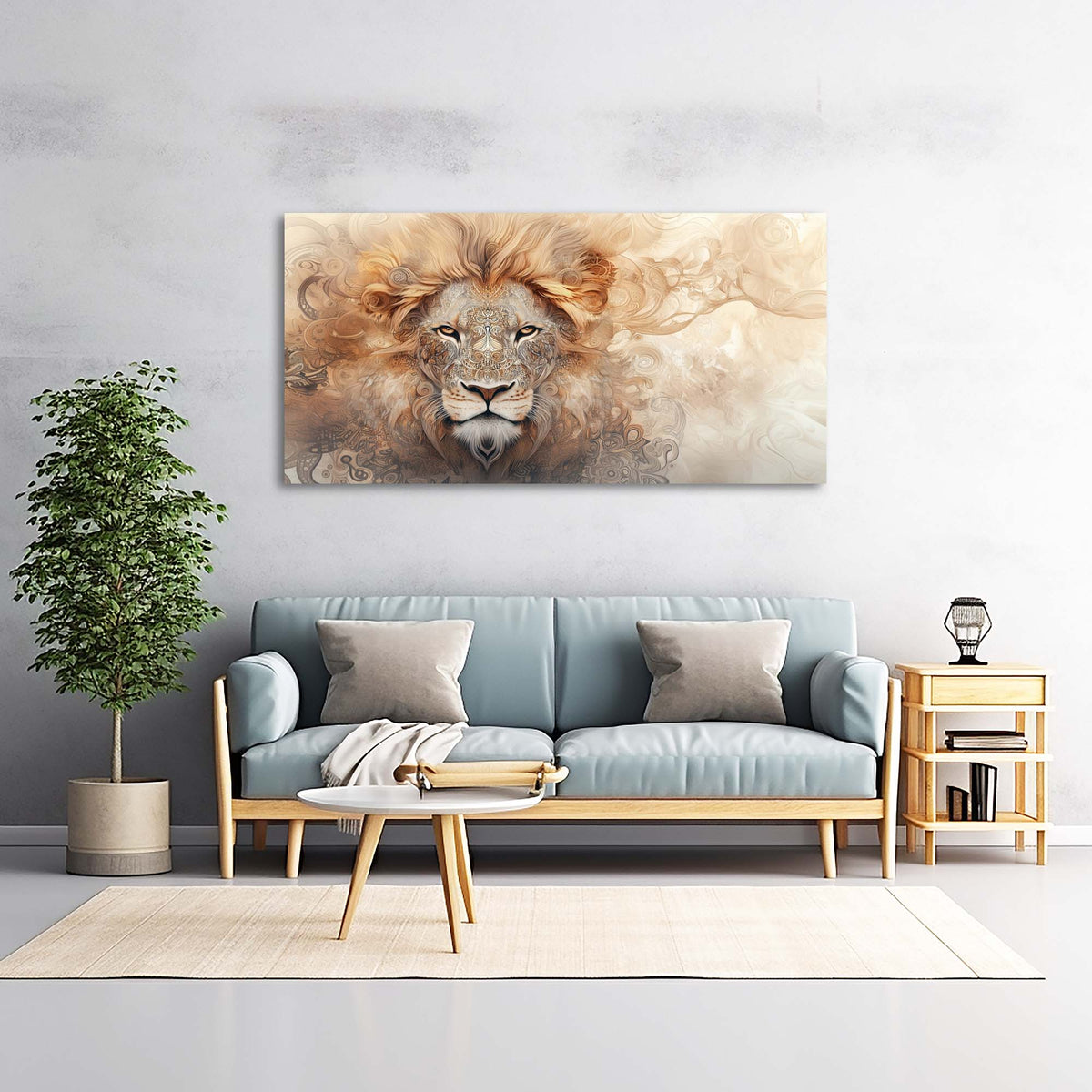 Beige Fantasy Animals Wall Art Modern Canvas Painting Prints Artwork Office Hallway Bedroom Living Room Decor