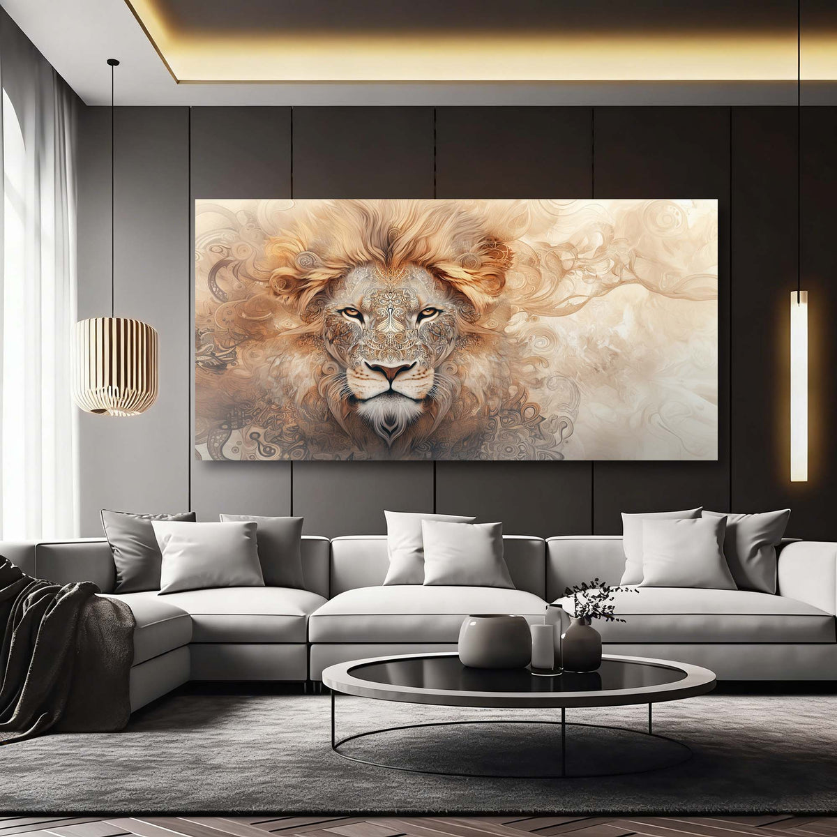 Beige Fantasy Animals Wall Art Modern Canvas Painting Prints Artwork Office Hallway Bedroom Living Room Decor