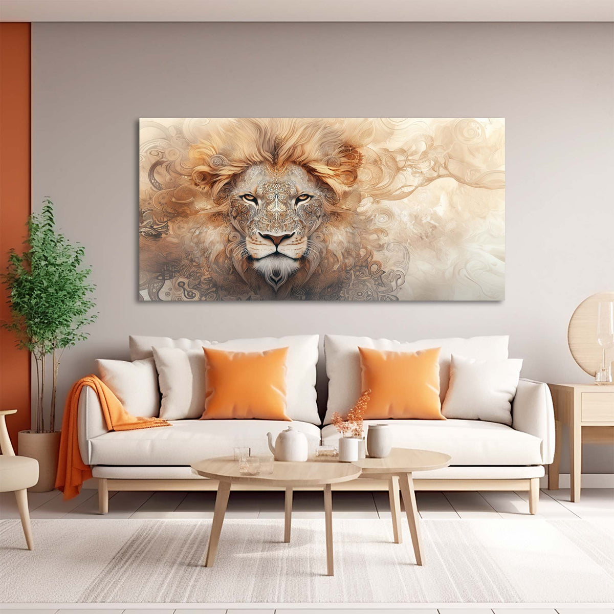 Beige Fantasy Animals Wall Art Modern Canvas Painting Prints Artwork Office Hallway Bedroom Living Room Decor