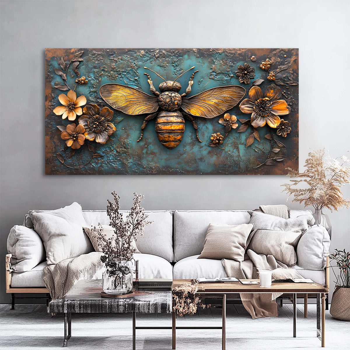 Navy Blue Vintage Floral Wall Art Art Deco Painting Prints Canvas Artwork Living Room Family Bedroom Office Decor
