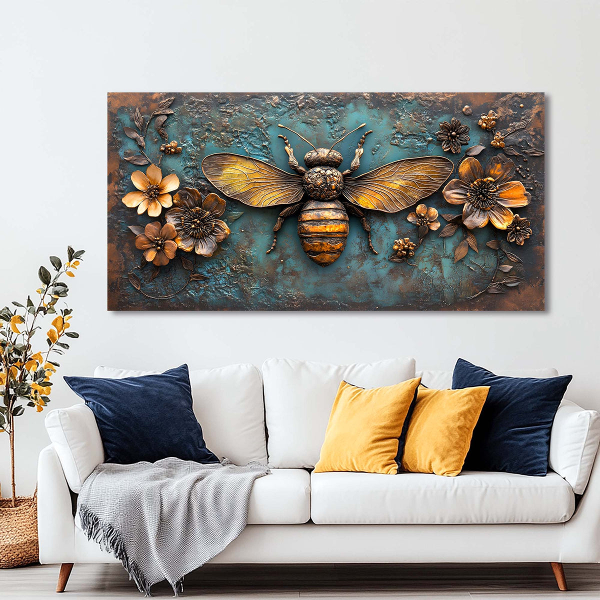 Navy Blue Vintage Floral Wall Art Art Deco Painting Prints Canvas Artwork Living Room Family Bedroom Office Decor