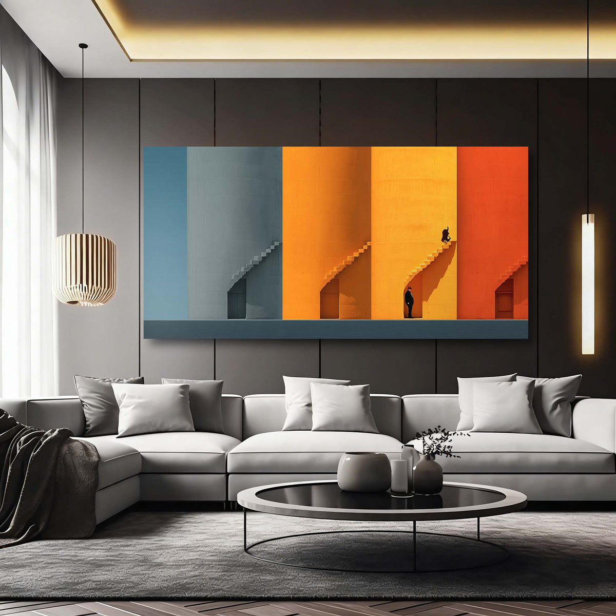 Gold Urban Abstract Wall Art Modern Canvas Painting Prints Artwork Office Hallway Bedroom Living Room Decor