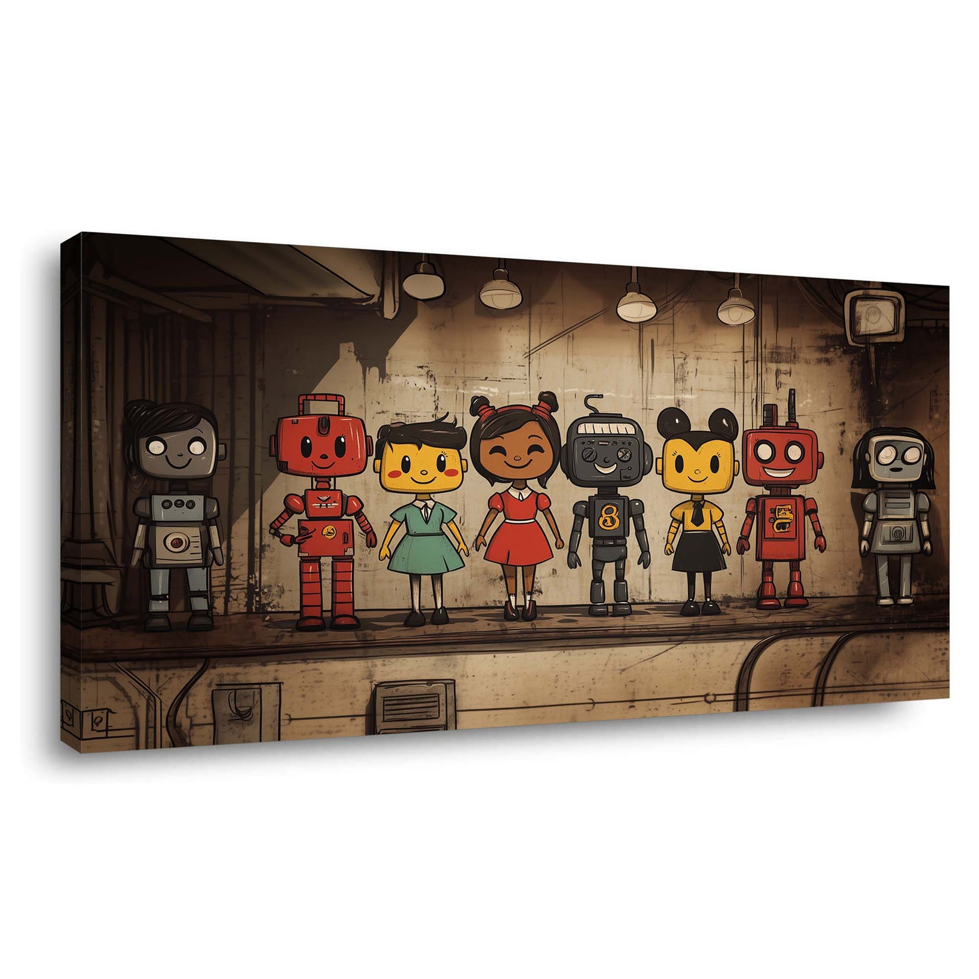 Red Retro Science Fiction Wall Art Art Deco Painting Prints Canvas Artwork Living Room Family Bedroom Office Decor