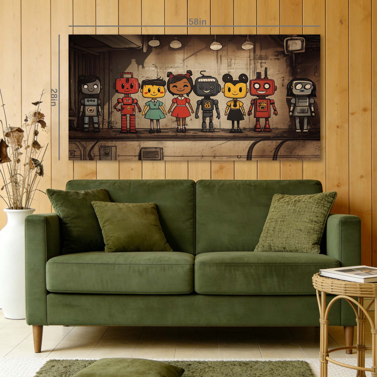 Red Retro Science Fiction Wall Art Art Deco Painting Prints Canvas Artwork Living Room Family Bedroom Office Decor