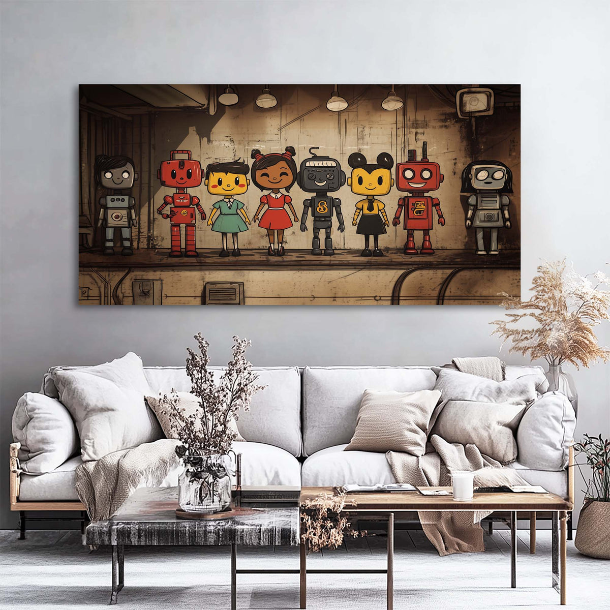 Red Retro Science Fiction Wall Art Art Deco Painting Prints Canvas Artwork Living Room Family Bedroom Office Decor