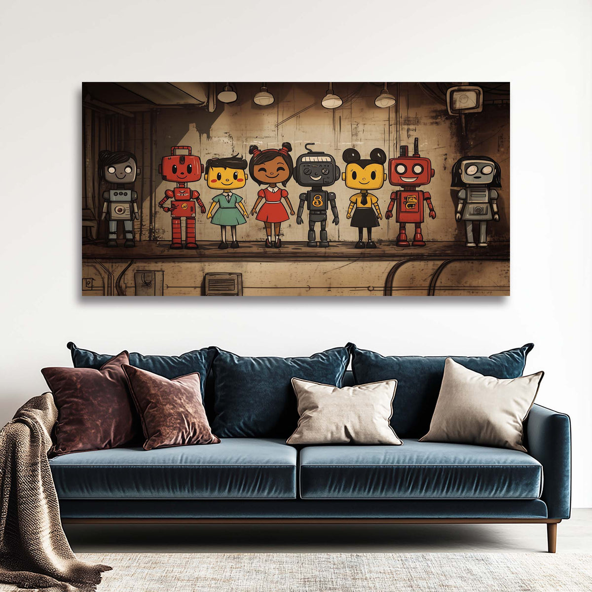 Red Retro Science Fiction Wall Art Art Deco Painting Prints Canvas Artwork Living Room Family Bedroom Office Decor