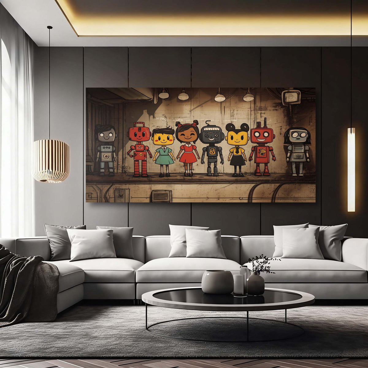 Red Retro Science Fiction Wall Art Art Deco Painting Prints Canvas Artwork Living Room Family Bedroom Office Decor