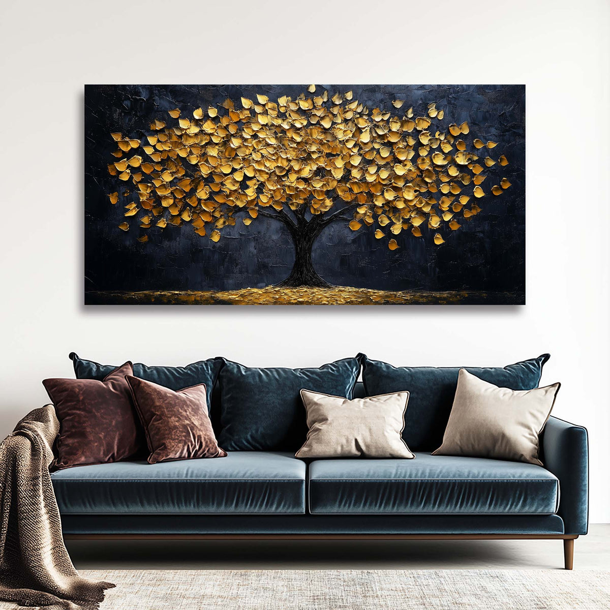 Navy Blue Abstract Abstract Wall Art Modern Canvas Painting Prints Artwork Office Hallway Bedroom Living Room Decor