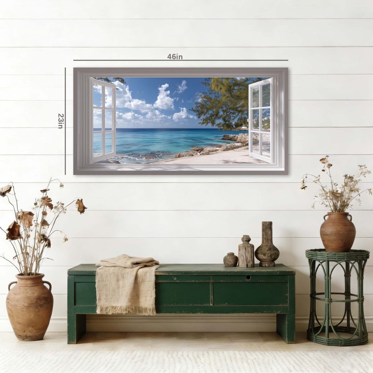Green Coastal Nature Wall Art Canvas Painting Prints Artwor Office Bedroom Living Room Decor