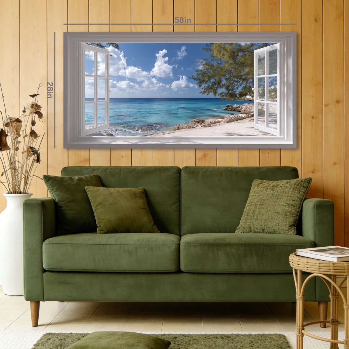 Green Coastal Nature Wall Art Canvas Painting Prints Artwor Office Bedroom Living Room Decor