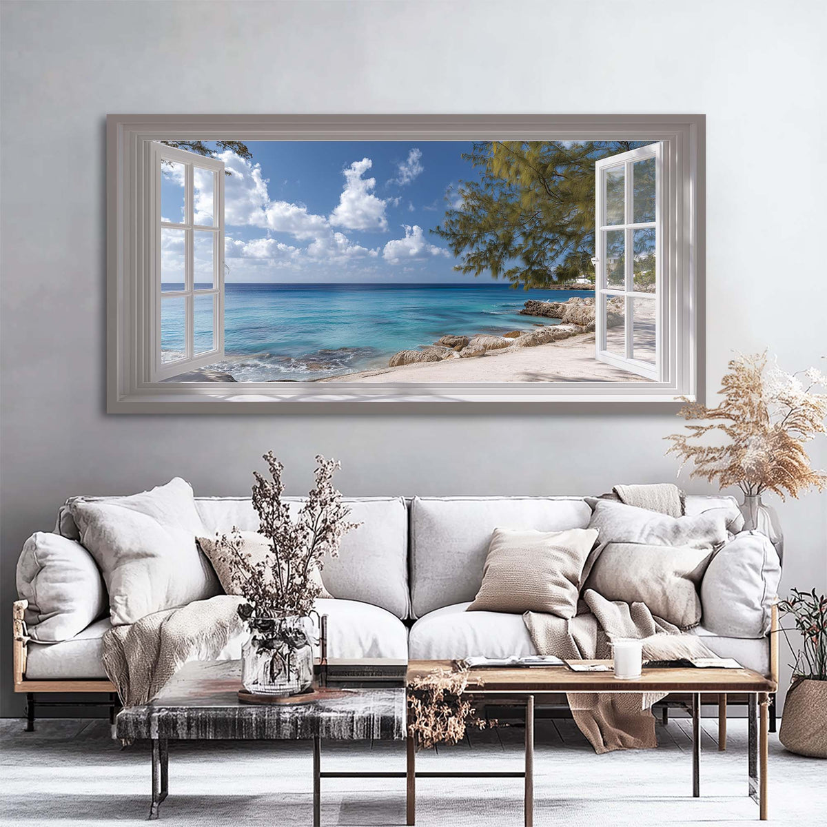 Green Coastal Nature Wall Art Canvas Painting Prints Artwor Office Bedroom Living Room Decor