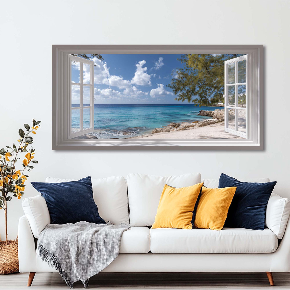 Green Coastal Nature Wall Art Canvas Painting Prints Artwor Office Bedroom Living Room Decor