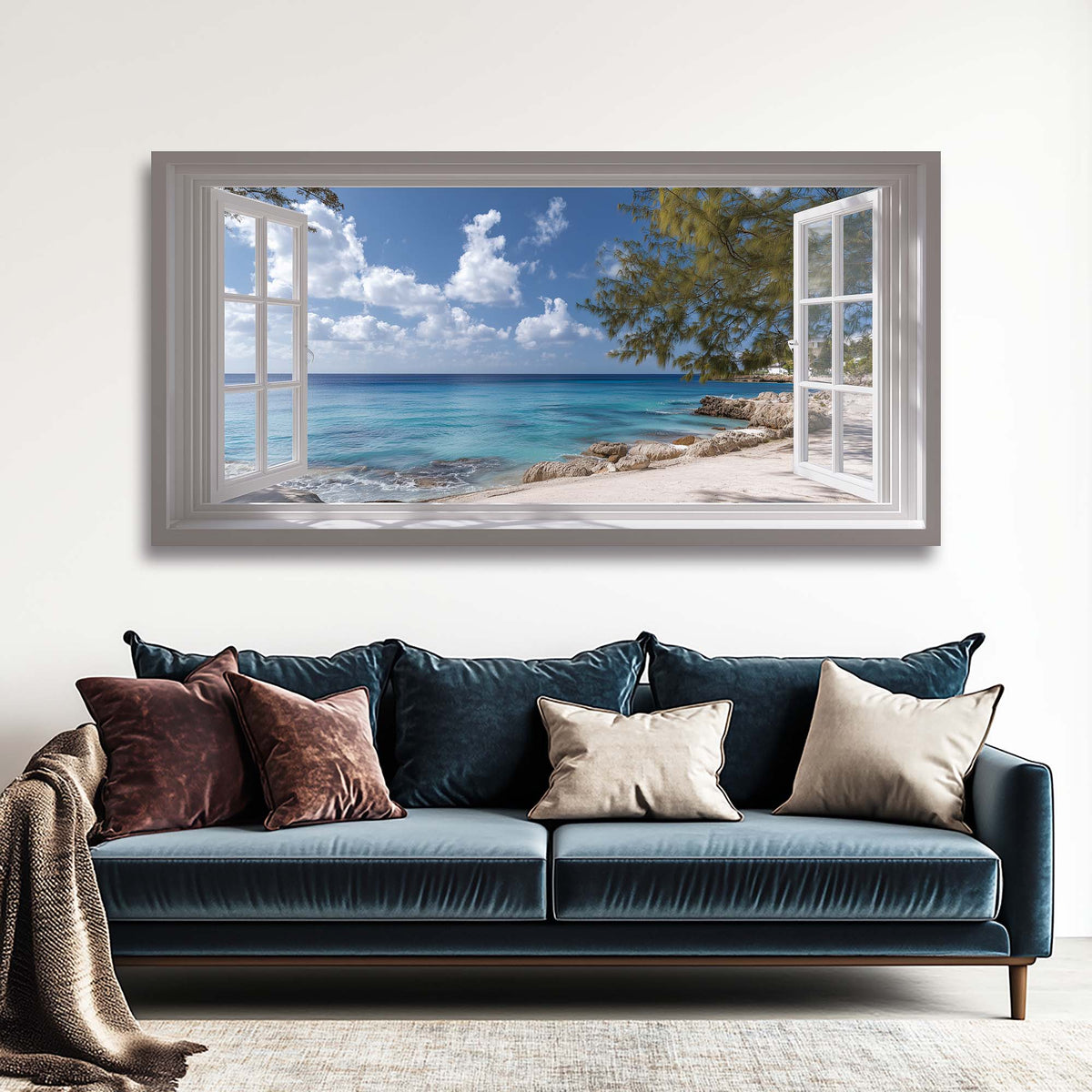 Green Coastal Nature Wall Art Canvas Painting Prints Artwor Office Bedroom Living Room Decor