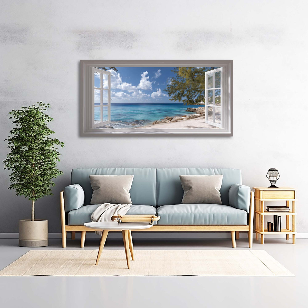 Green Coastal Nature Wall Art Canvas Painting Prints Artwor Office Bedroom Living Room Decor