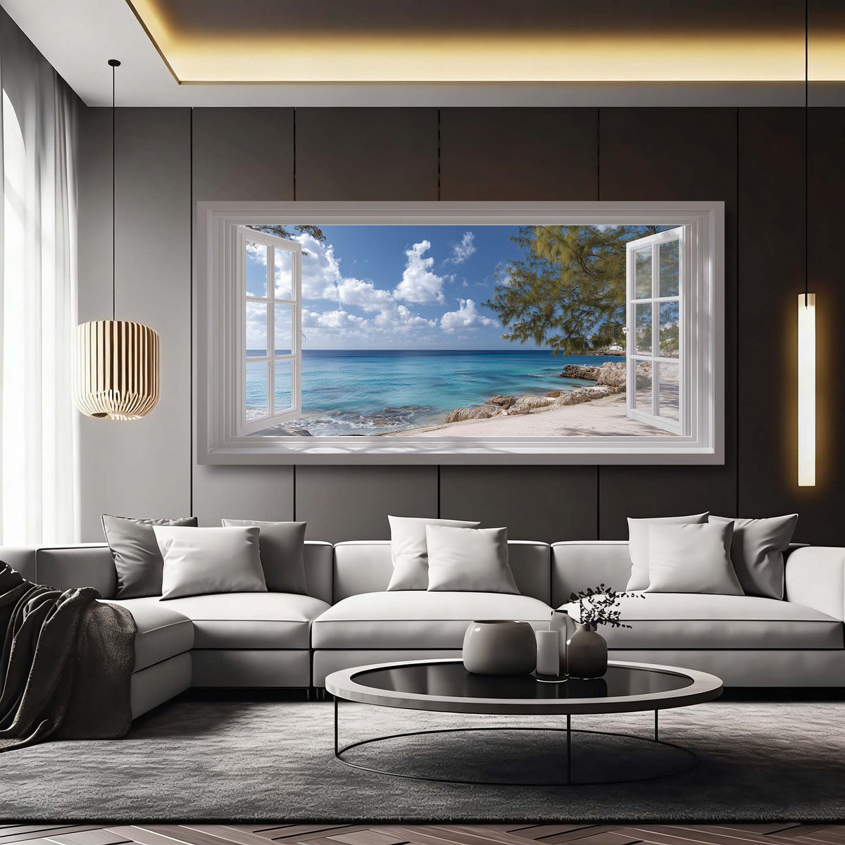 Green Coastal Nature Wall Art Canvas Painting Prints Artwor Office Bedroom Living Room Decor
