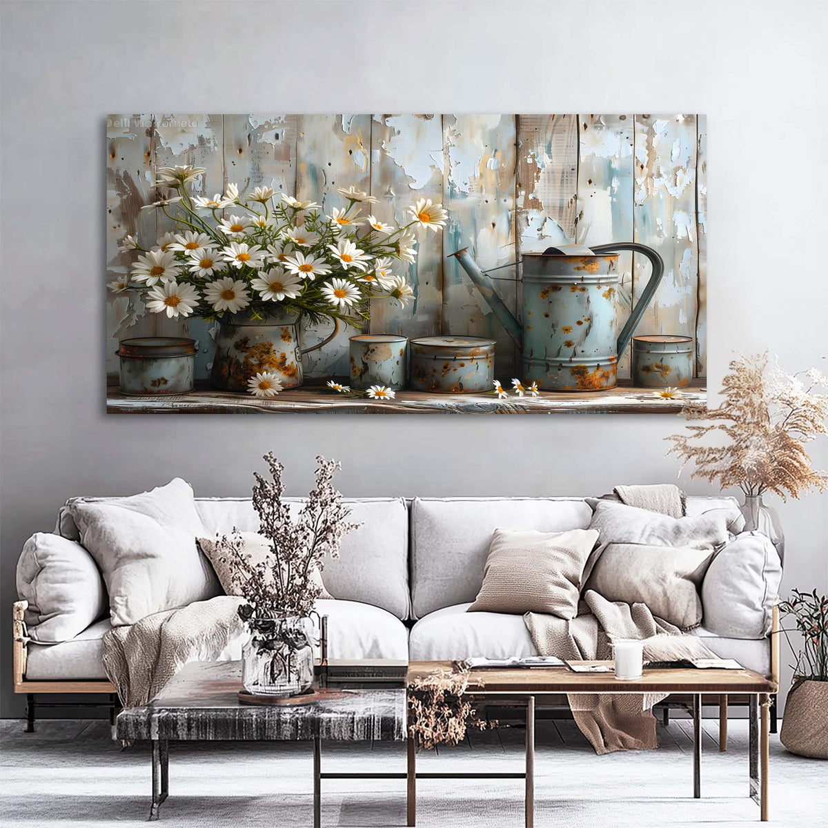 Gold Floral Wall Art for Living Room Canvas Painting Prints Art Deco Artwork Office Bedroom Decor