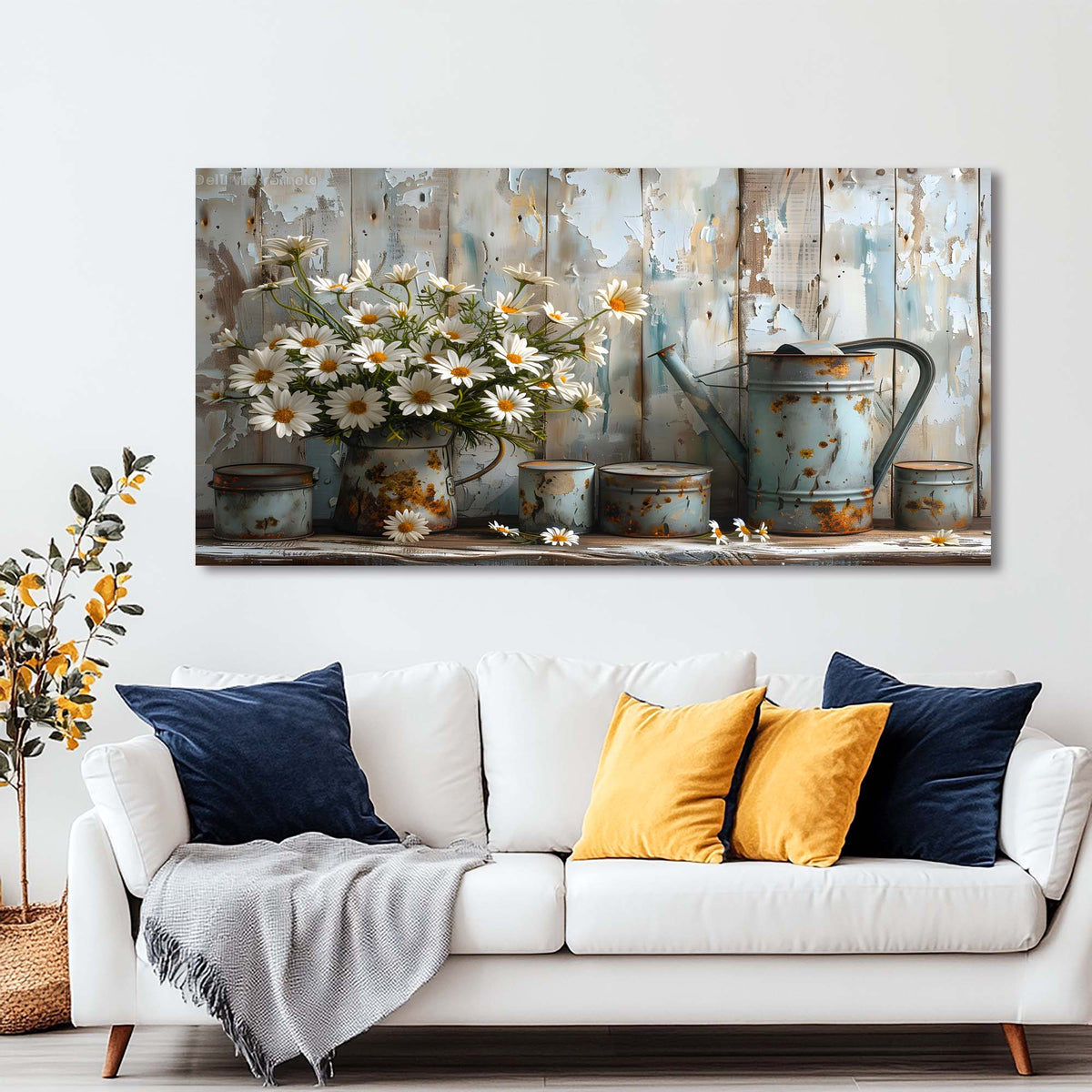 Gold Floral Wall Art for Living Room Canvas Painting Prints Art Deco Artwork Office Bedroom Decor