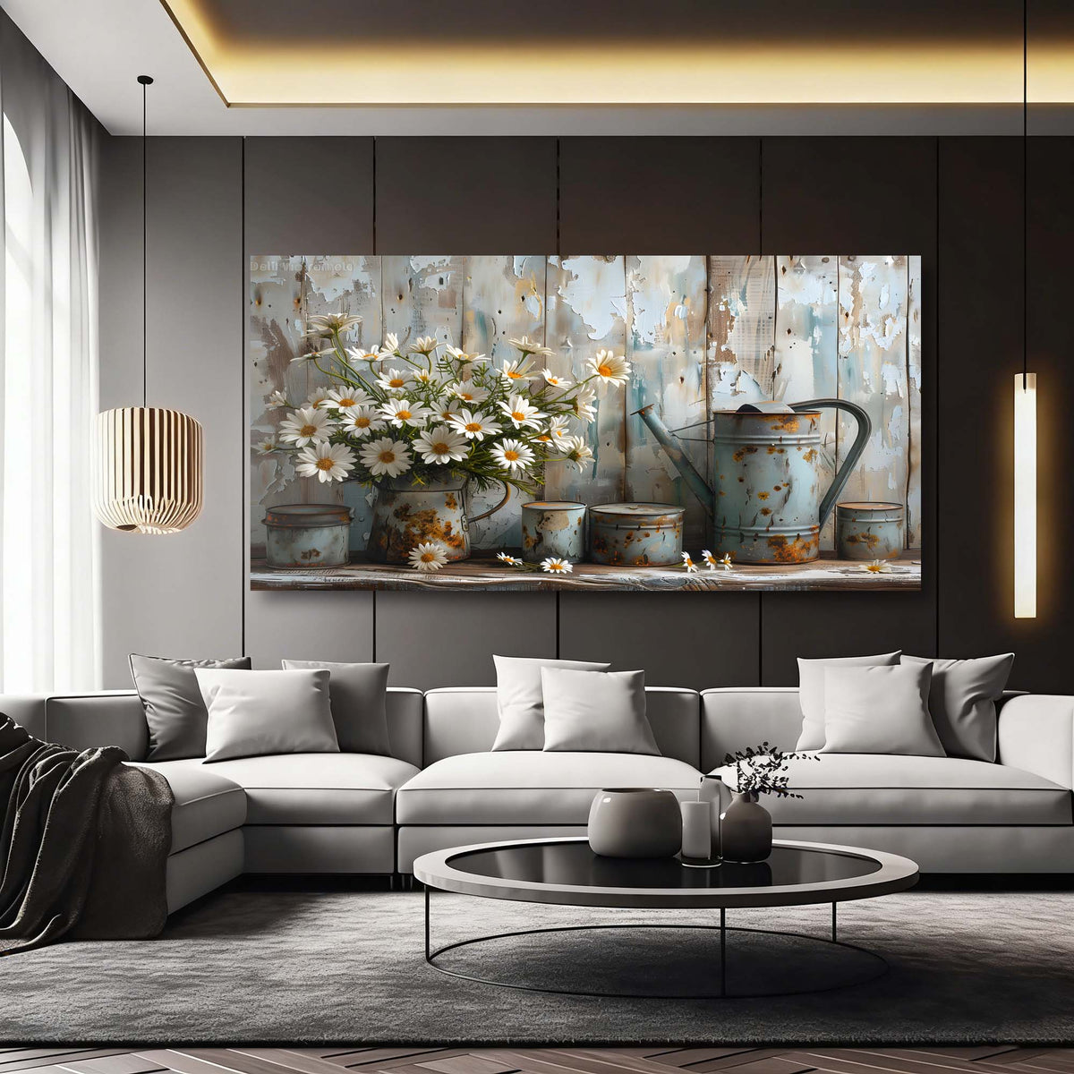 Gold Floral Wall Art for Living Room Canvas Painting Prints Art Deco Artwork Office Bedroom Decor