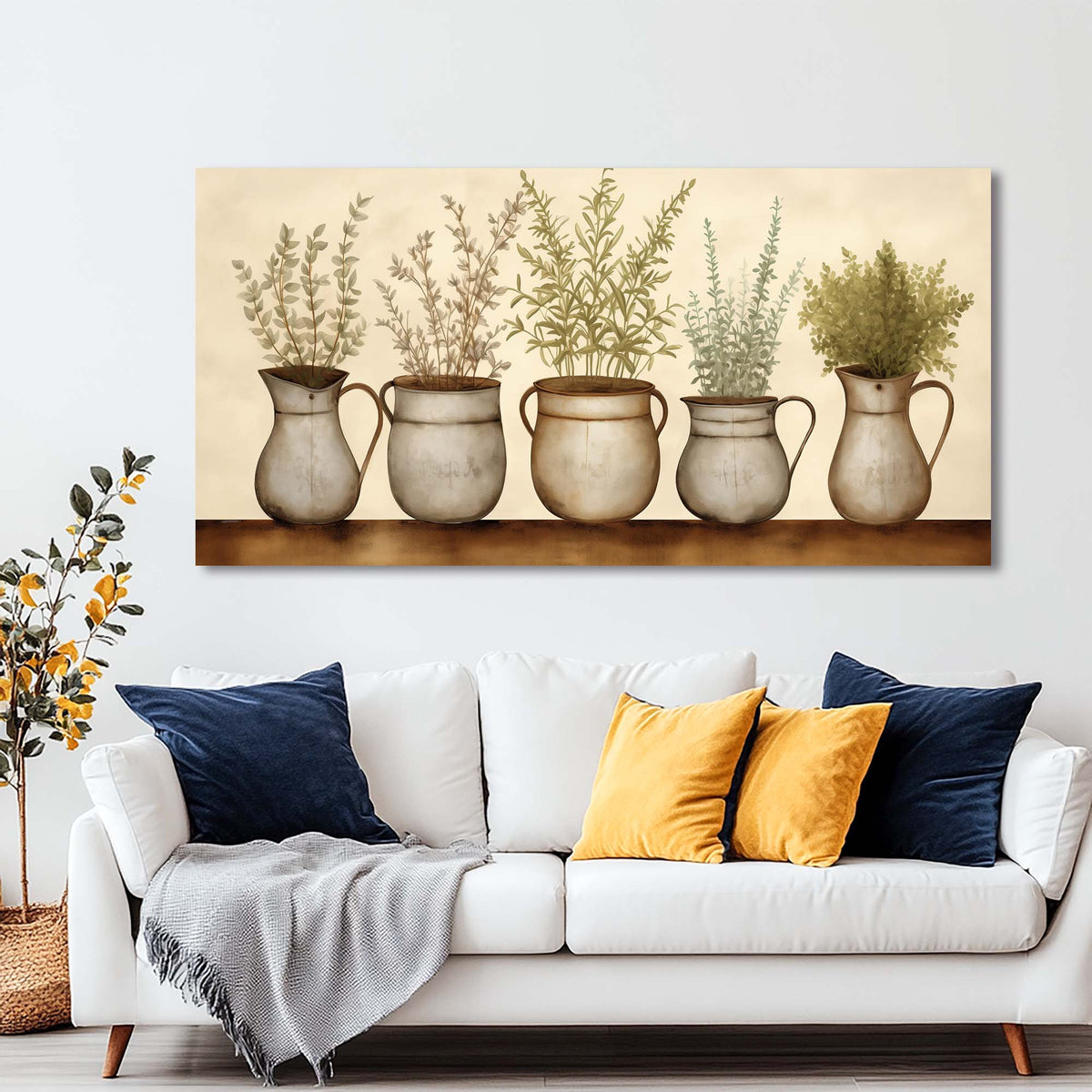 Navy Blue Vintage Floral Wall Art Art Deco Painting Prints Canvas Artwork Living Room Family Bedroom Office Decor