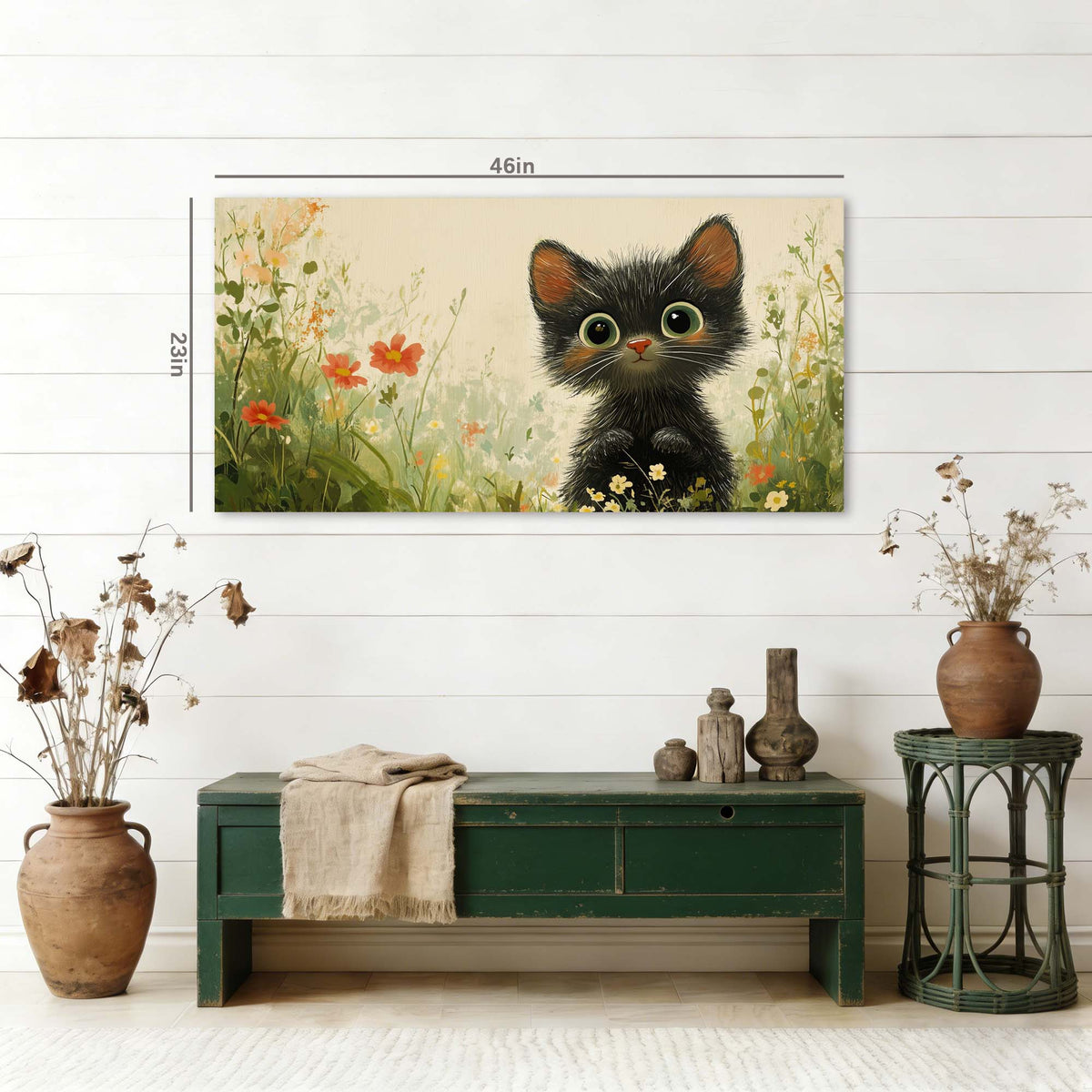 Black Pretty Floral Canvas Wall Art for Living Room Prints Artwork Bedroom Office Decor