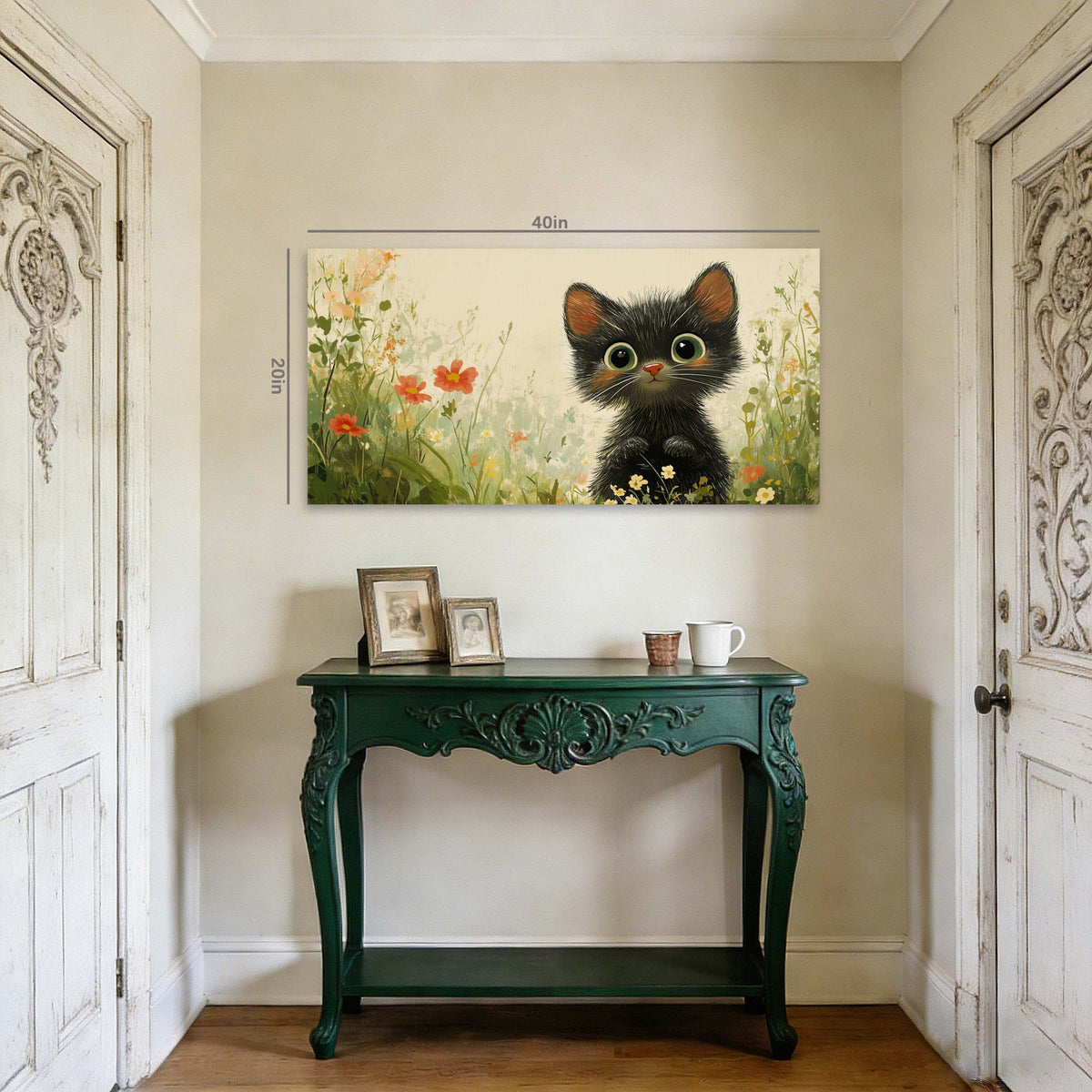 Black Pretty Floral Canvas Wall Art for Living Room Prints Artwork Bedroom Office Decor