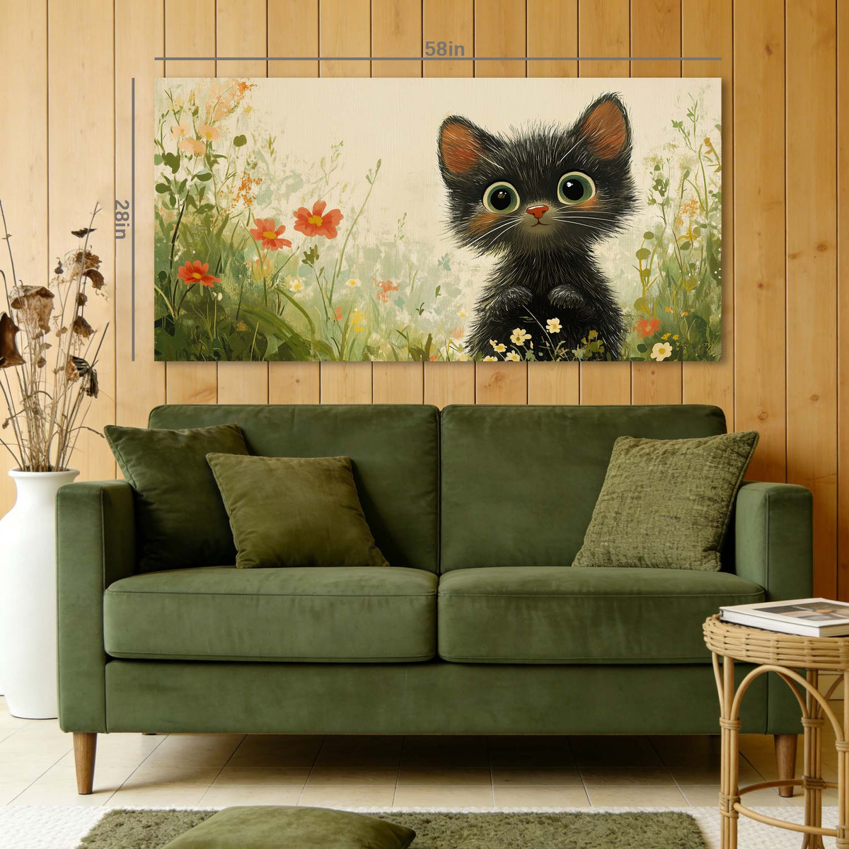 Black Pretty Floral Canvas Wall Art for Living Room Prints Artwork Bedroom Office Decor