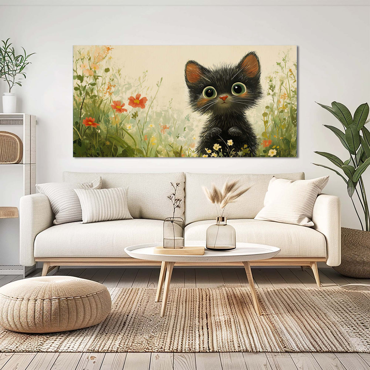 Black Pretty Floral Canvas Wall Art for Living Room Prints Artwork Bedroom Office Decor