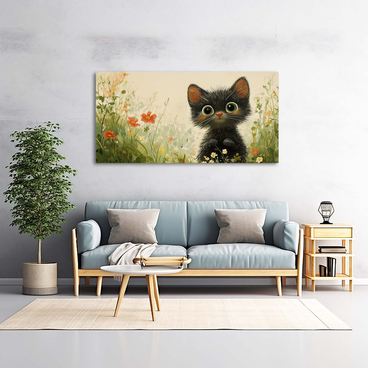 Black Pretty Floral Canvas Wall Art for Living Room Prints Artwork Bedroom Office Decor